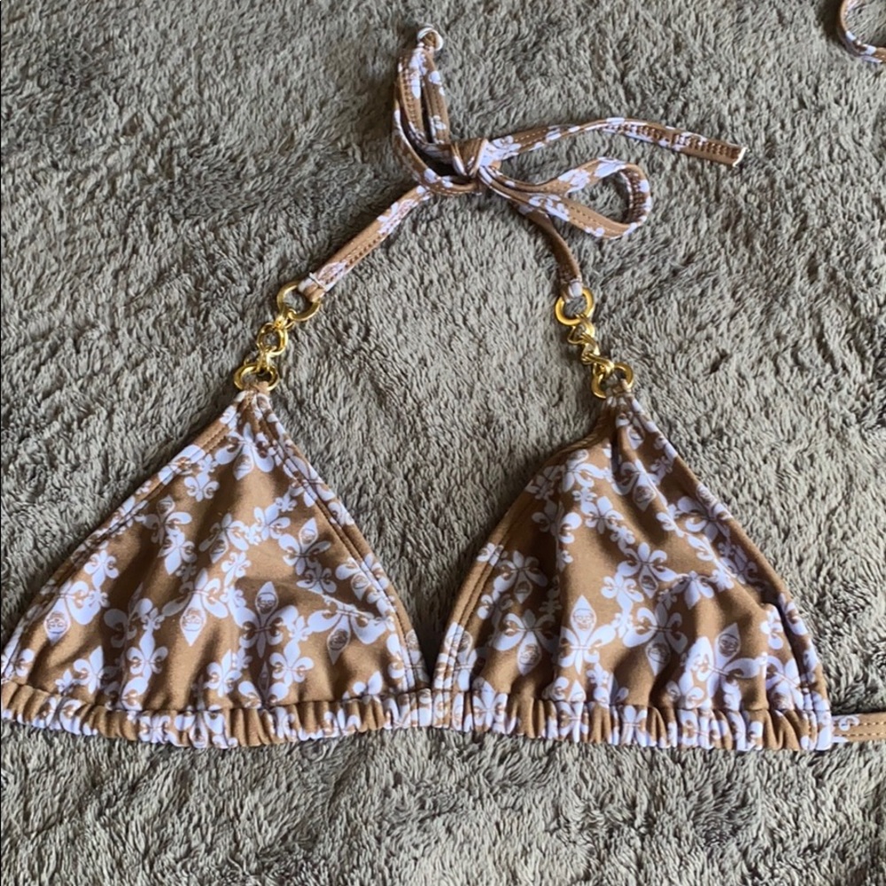 Blue/brown bikini top